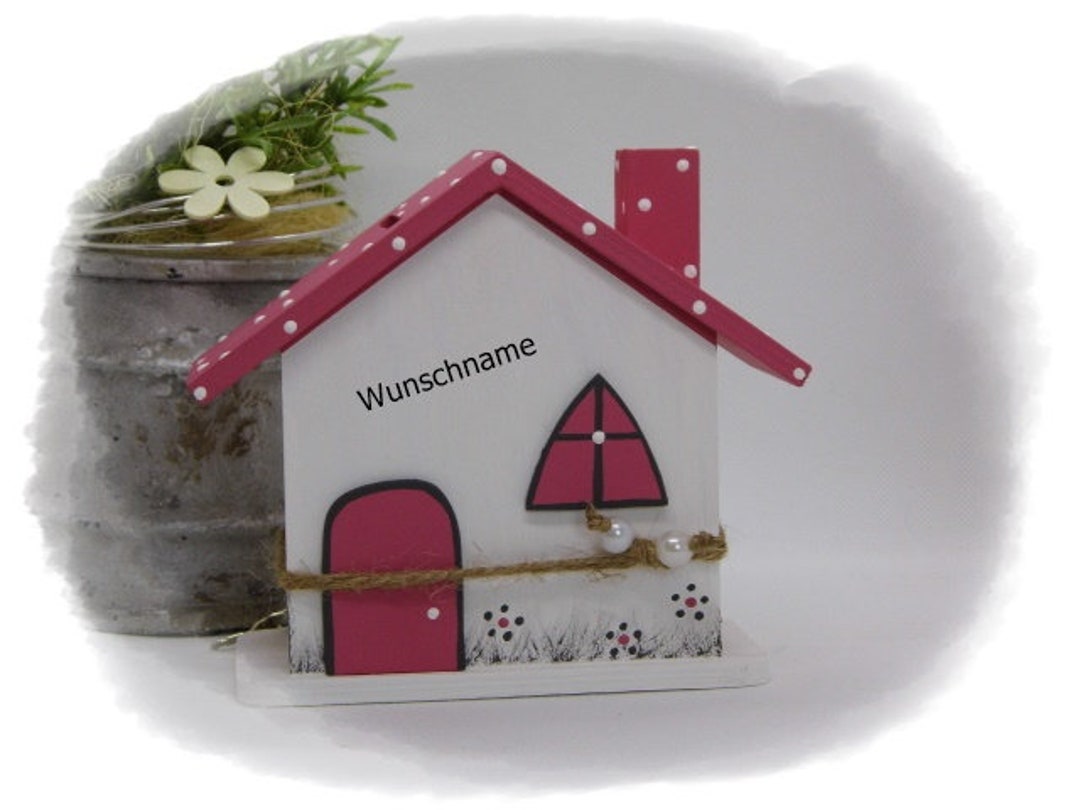 XL Money Box house With Name Wooden Decoration Etsy