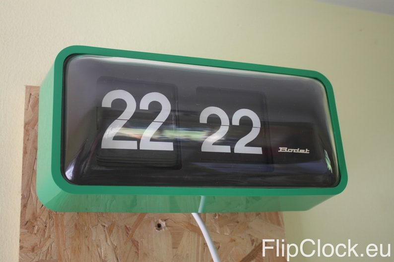 Huge Bodet Flip Wall Clock Bright And Rare Green Mains Operated 220v