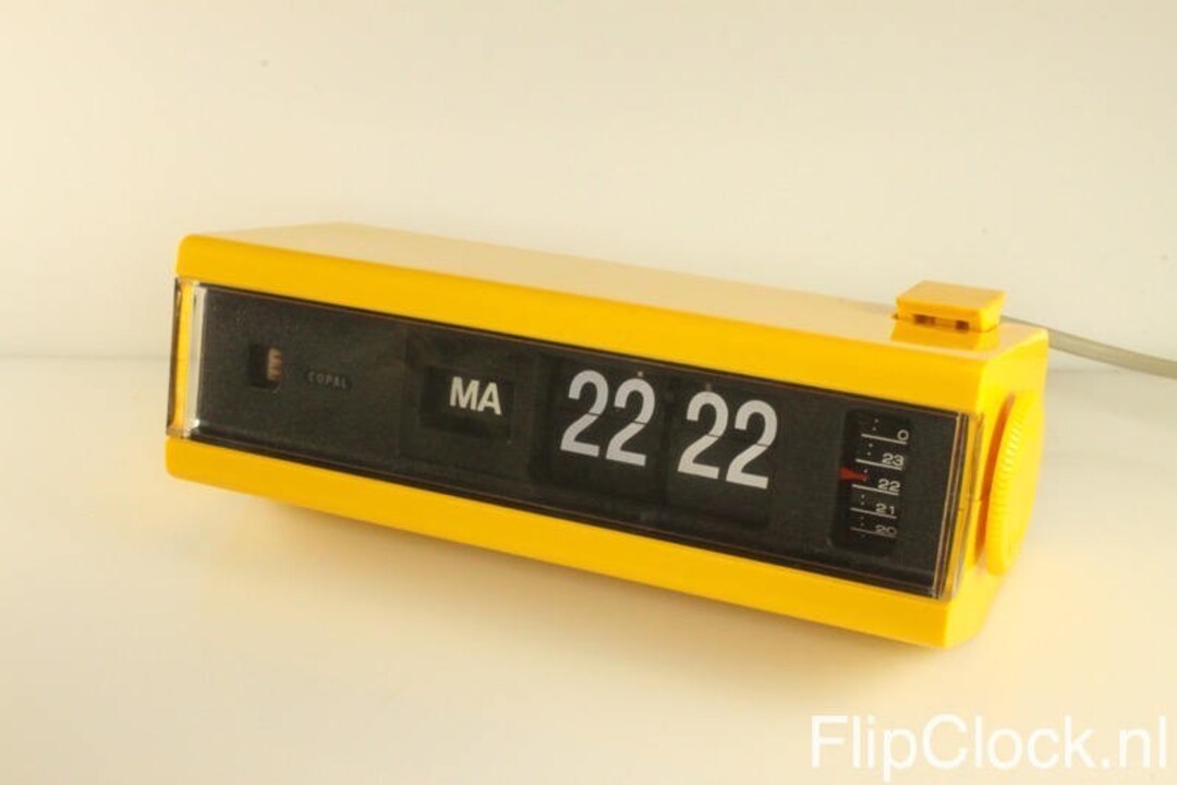 Copal Flip-alarm-clock, Flip Clock, Bright Yellow, 70s Model 229