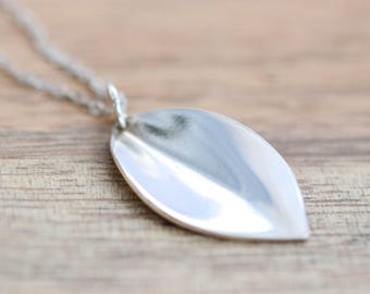 Leaf Necklace | Silver Leaf Necklace | Abstract Leaf Necklace | Solid Silver Leaf Pendant | Mother's Day Gift