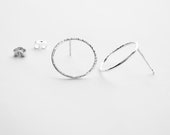 Hammered Circle Stud Earrings Large