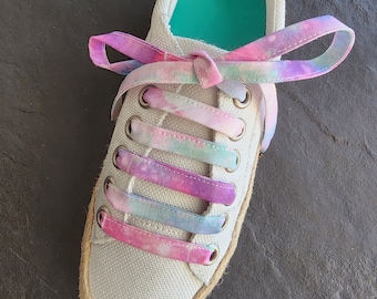 Cotton Candy Sky Watercolor Flat Cotton Shoelaces