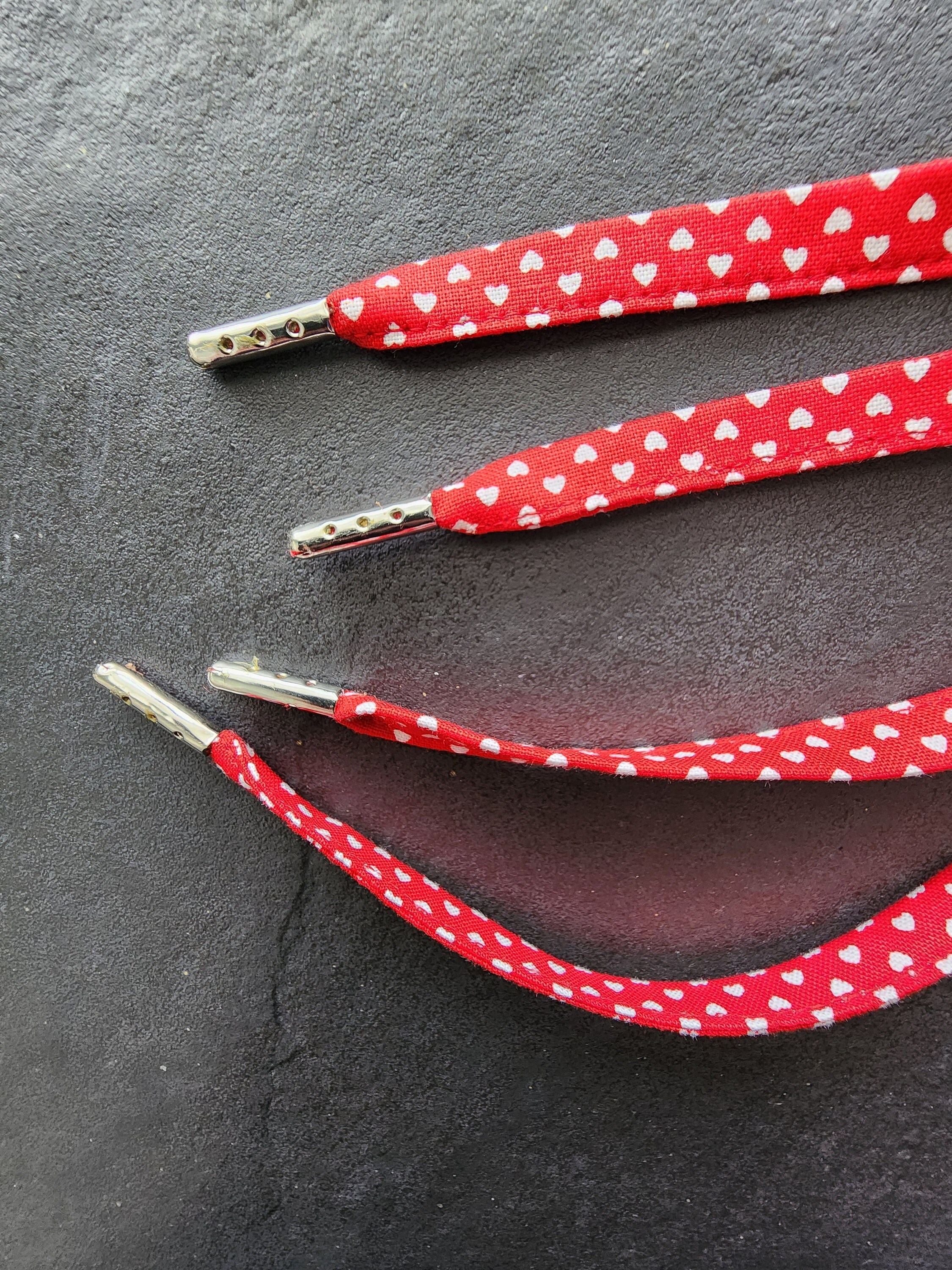 Red and White Heart Flat Shoelaces, Valentine's Day Laces Etsy