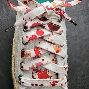 Halloween Shoelaces Horror Blood Spatter Splatter Costume Shoelaces Bloody White Shoelaces, Adult Halloween Costume