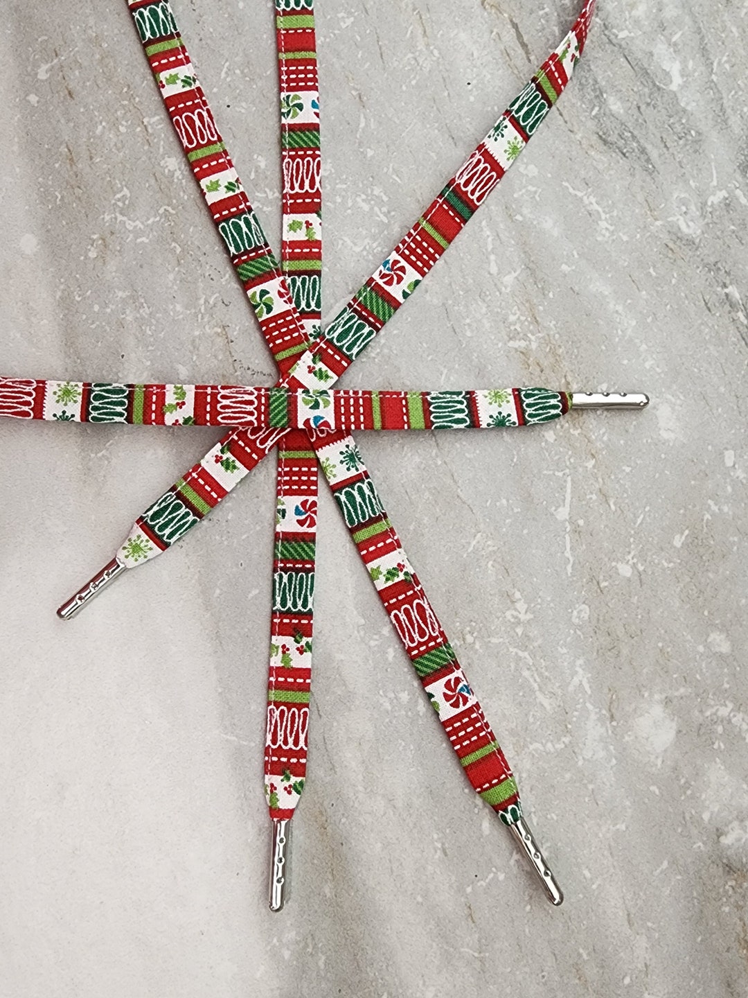 Christmas Stripes Shoelaces With Candy Stripes Holly Etsy