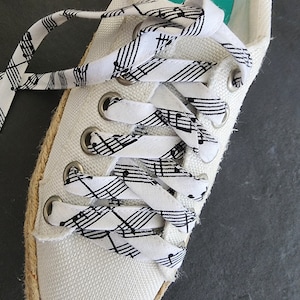 Music Notes Flat Cotton Sneaker Shoelaces For Musicians and Band Gifts