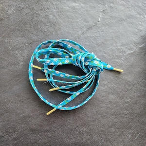 Turquoise with White Daisy Flowers Patterened Spring Flat Cotton Shoelaces