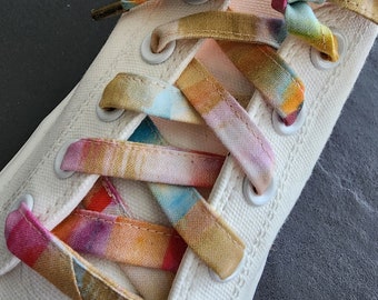Watercolor Brushstroke Pastel Flat Cotton Shoelaces