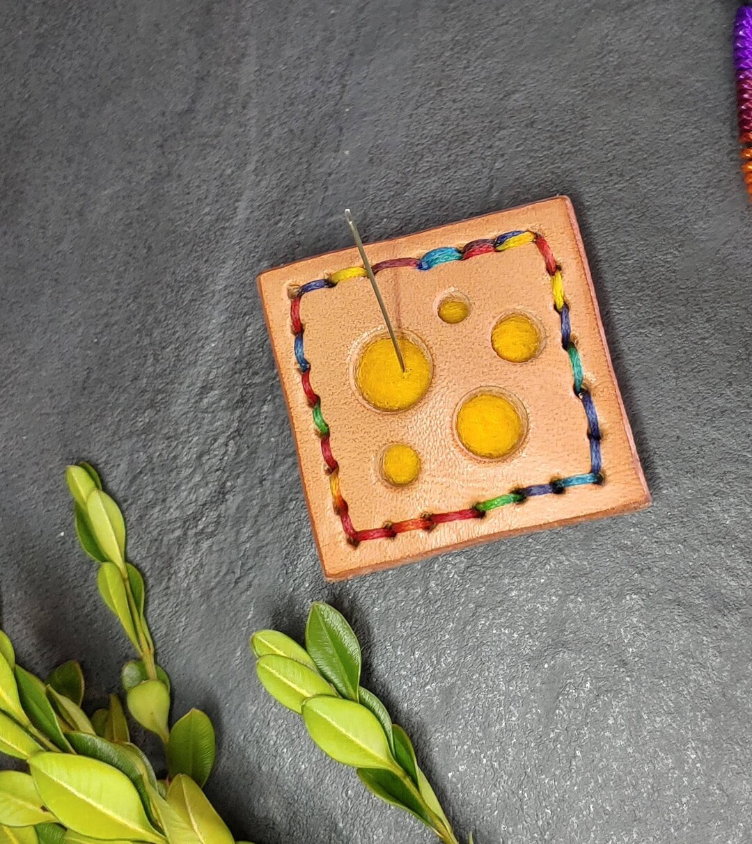 Emery Pincushion Sharpening Pincushion Leather and Wool Etsy