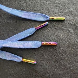 Periwinkle Blue Oil Slick Flat Cotton Shoelaces