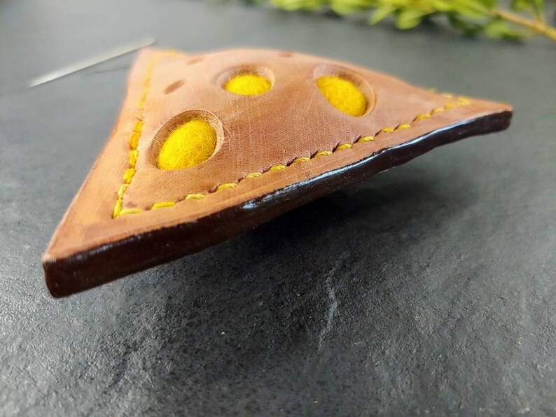 The Big Cheese Leather Pincushion Triangle Medium Etsy