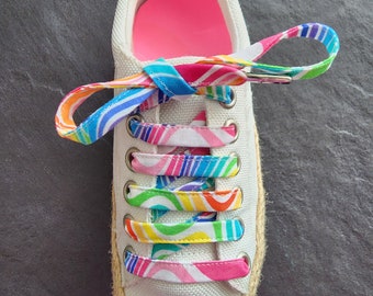 Rainbow Swirls Flat Cotton Sneaker Shoelaces