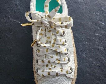 Bride or Bridesmaid Gold and Cream Shoelaces Gift for Wedding Sneakers for Reception