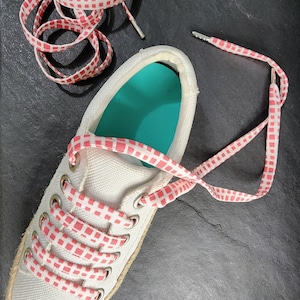 Bubblegum Pink and White Flat Cotton Shoelaces