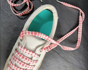 Bubblegum Pink and White Flat Cotton Shoelaces