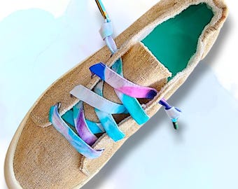 Aqua and Purple Tie Dye Shoelaces