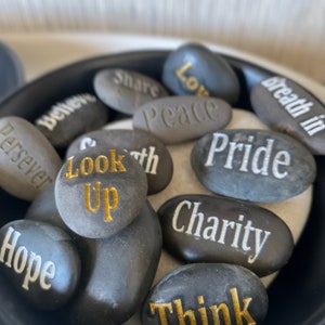 Engraved River Pebbles | mini engraved river rocks | customised pebble | inspiration gift | eco friendly gift