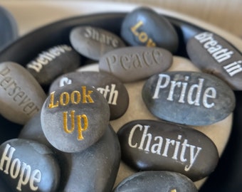 Engraved River Pebbles | mini engraved river rocks | customised pebble | inspiration gift | eco friendly gift