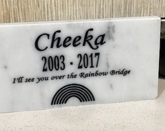 Engraved Marble Pet Memorial Plaque: Rainbow Bridge Grave Marker and grief gift
