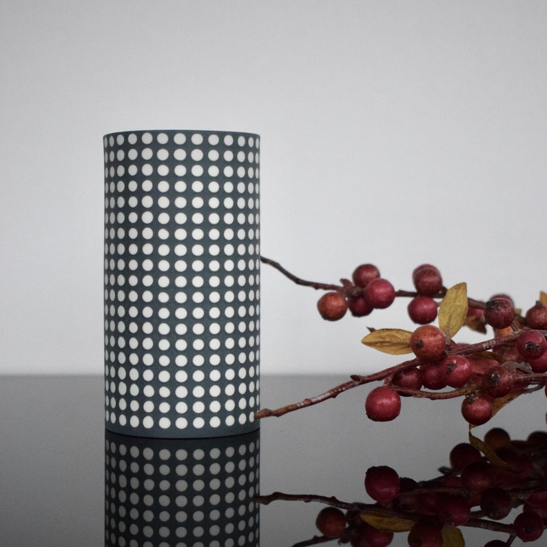 Dot vases monochrome cylinder vessels hand made in UK by Etsy