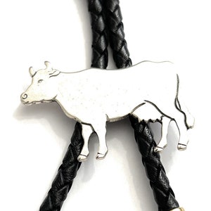 Handmade Amazing COW Bolo Tie - Personalized Cord Color , length , and tips