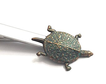 Turtle Tie Clip Silver Tone Tie Clip Turtle and Flora Tie Clasp Men/'s Accessories Tie Clasp
