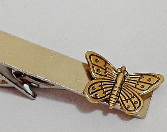 Pink Dahlia Flowers and Butterfly Square Tie Bar Clip Clasp Tack Silver or Gold Pink Dahlia Flowers and Butterfly Square Tie Bar Clip Clasp Tack Silver or Gold