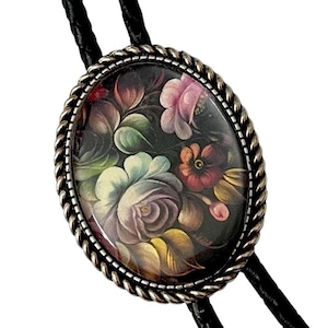 FLOWER  Bolo Tie - Personalized Cord Color ,length , and tips /FL4