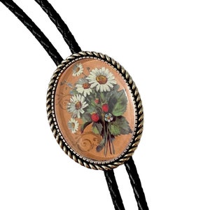 FLOWER  Bolo Tie - Personalized Cord Color ,length , and tips /FL1