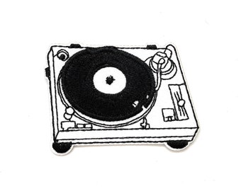 Iron on Music Vinyl Disc Jockey Badge 2.75/" DJ Record Applique Patch