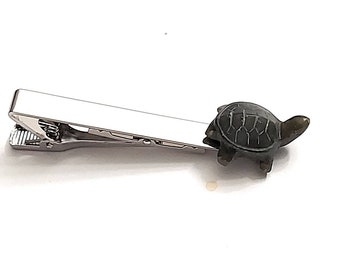 Turtle Tie Clip Silver Tone Tie Clip Turtle and Flora Tie Clasp Men/'s Accessories Tie Clasp