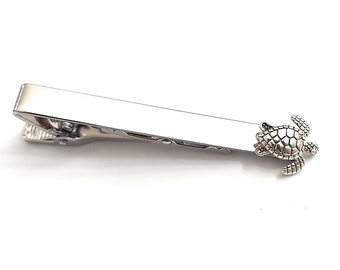 Turtle Tie Clip Silver Tone Tie Clip Turtle and Flora Tie Clasp Men/'s Accessories Tie Clasp