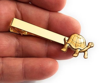 Turtle Tie Clip Silver Tone Tie Clip Turtle and Flora Tie Clasp Men/'s Accessories Tie Clasp