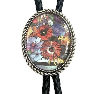 BLUMEN-Bolo-Krawatte - Personalisierte Schnurfarbe, -länge und -spitzen / FL16