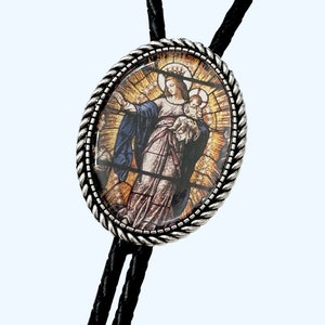 Corbata de bolo religiosa católica de María - Virgen María - Cordón personalizado Color, largo y puntas /R1