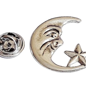 Amazing Details HALF MOON and STAR Lapel Pin Tack Pin /P24