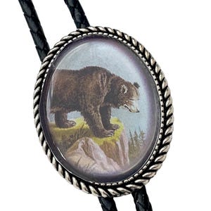 Bear Bolo Tie - Personalized Cord Color , length , and tips /A12