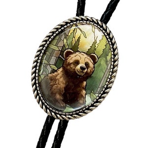BABY BEAR  Bolo Tie - Personalized Cord Color ,length , and tips /A02