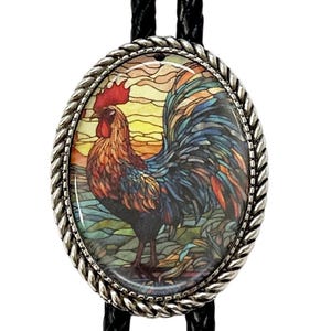 ROOSTER  Bolo Tie - Personalized Cord Color ,length , and tips /B06