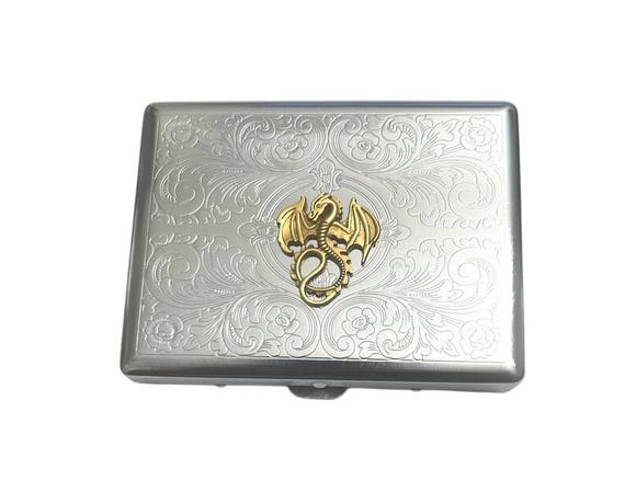 dragon cigarette case Antique Chinese Export Silver Initials on Back Heavily Embossed on Front Lot - A Vintage Japanese