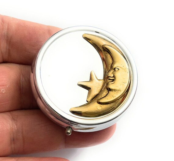 Rare Celestial Moon Star Compartment Pill Box Pill Case Container 