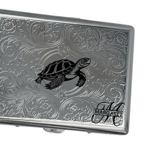 TURTLE Individuelle personalisierte Edelstahl Monogramm Name Zigarettenetui Karte ID Halter Geschenk Vatertag Muttertag Valentinstag