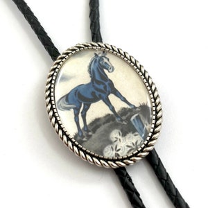 Western Cowboy Horse Bolo Tie - Personalized Cord Color ,length , and tips /C1