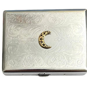 Porte-cartes d'identité en acier inoxydable avec étoile de lune céleste / P54