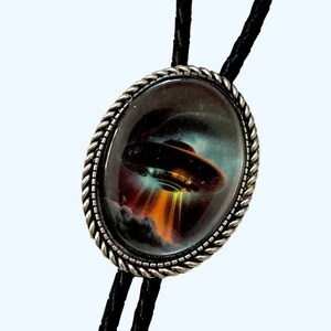 UFO  Bolo Tie - Personalized Cord Color ,length , and tips /SS2