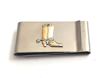 Western COWBOY BOOT 2 SIDE Stainless Steel Money Clip /P104