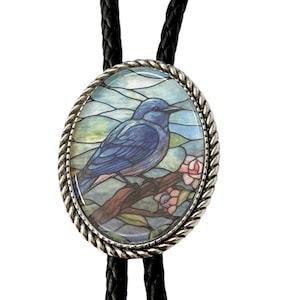 Blue Bird Bird Bolo Tie - Personalized Cord Color ,length , and tips /B05