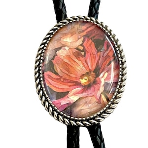 FLOWER Bolo Tie - Personalized Cord Color ,length , and tips /FL16