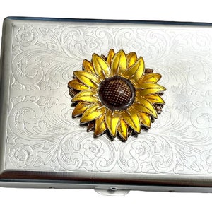 Scatola portasigarette in acciaio inox GIRASOLE di alta qualità /T08