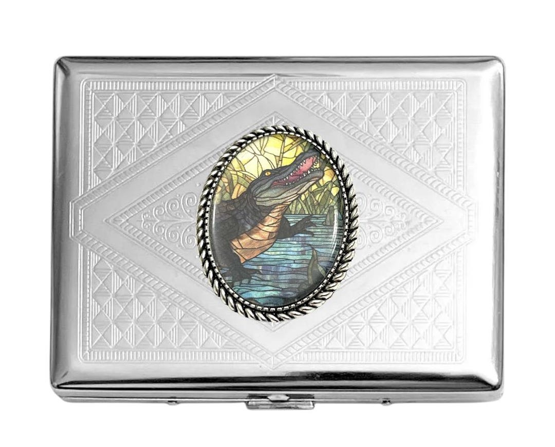 alligator cigarette case Stainless CROCODILE Business Card ID Holder /A01 scale crocodile cigar case case Generic Cigarette case Long Size